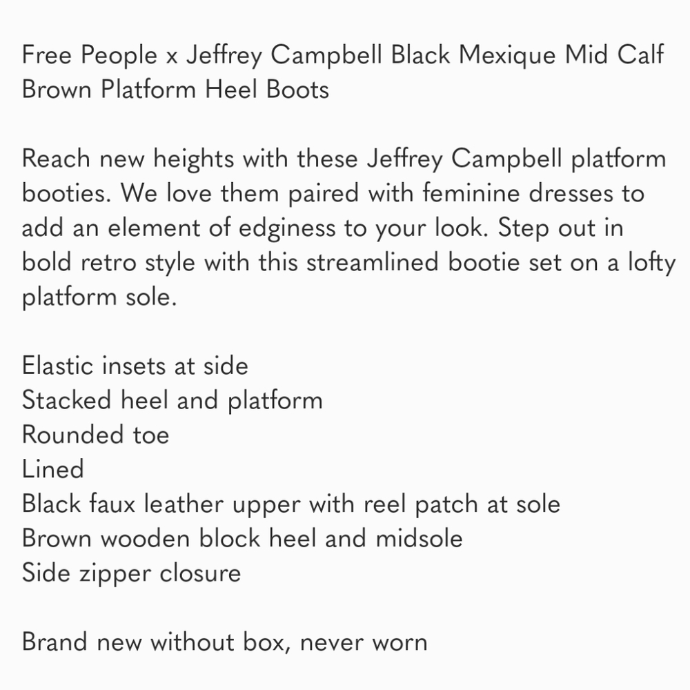 Free People x Jeffrey Campbell Black Mexique Mid Calf Brown Platform Heel Boots - Picture 2 of 8